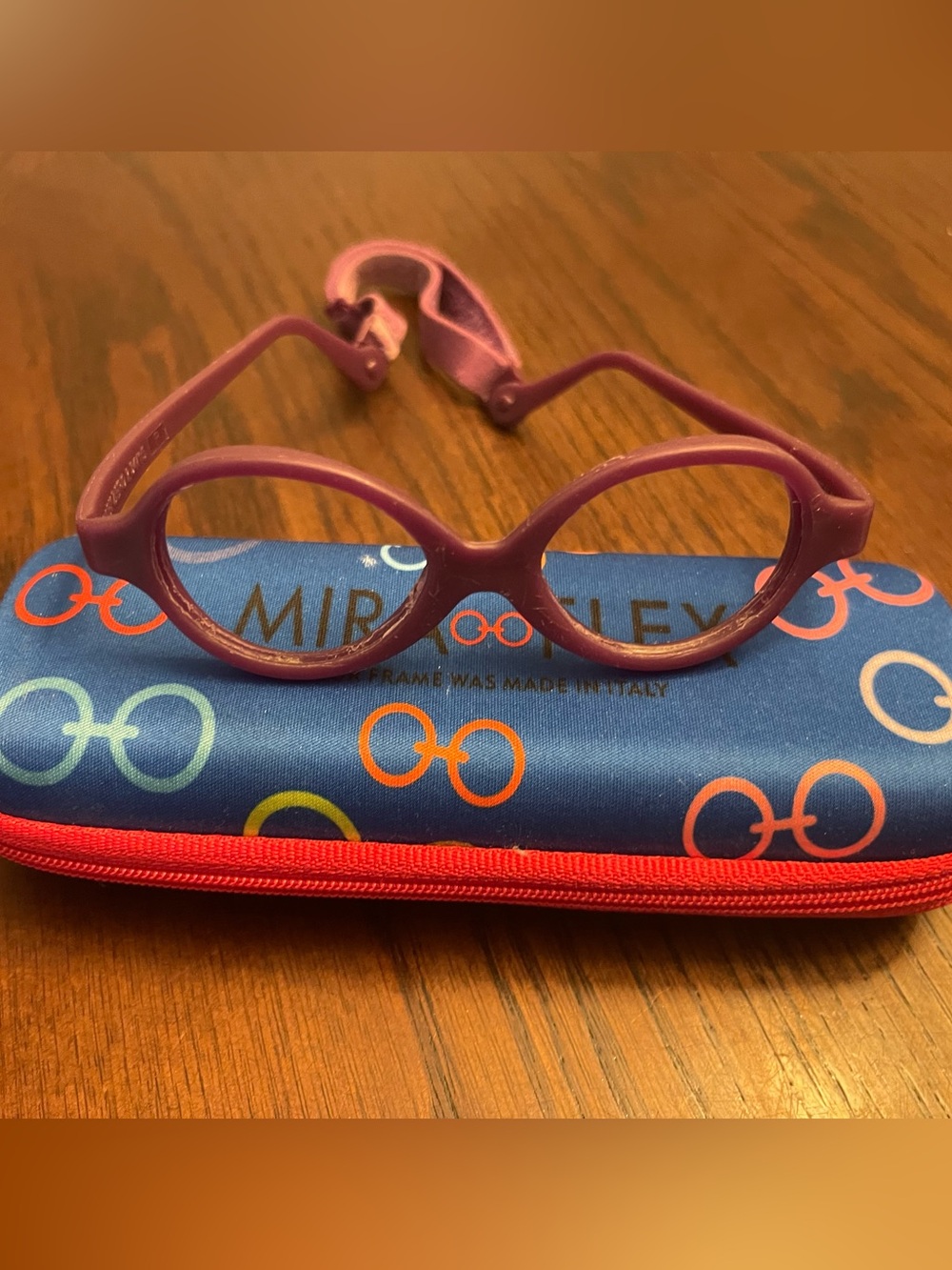 Miraflex Purple Flexible Eyeglass Frames with Adjustable Strap